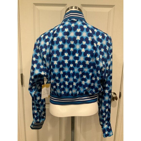 FP Movement Blue Combo Zip-Up Cropped Jacket Striped Elastic Trim Size XS, NWT! - Picture 6 of 10
